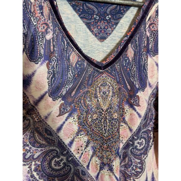 Avenue Paisley Rhinestone Top Women's‎ Y2K Whimsigoth Fairy Velvet Purple - Picture 8 of 10